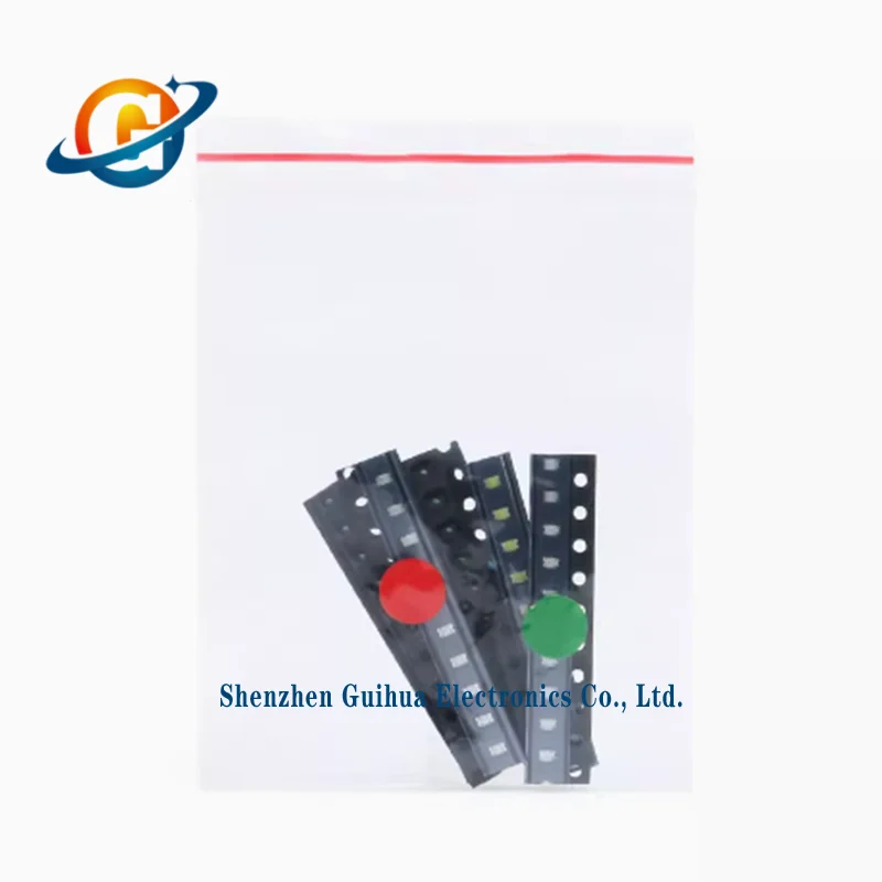 0402 SMT LED Common Component Pack (Red, Blue, Green, Yellow, White) with 5 types and 10 pieces each