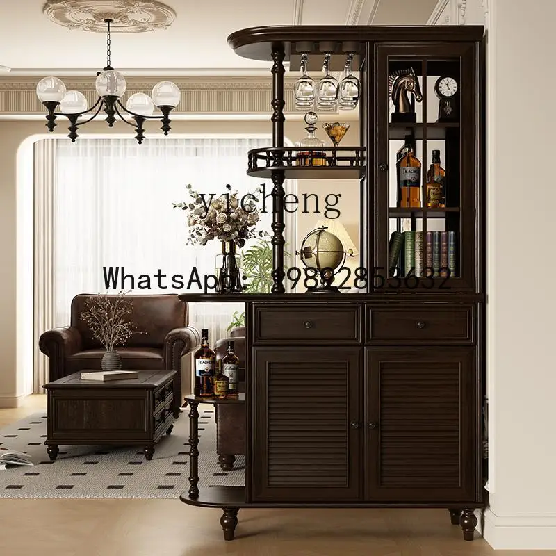 American Style Solid Wood Entryway Partition Living Room Shoe Cabinet Double-Sided Small Apartment Retro