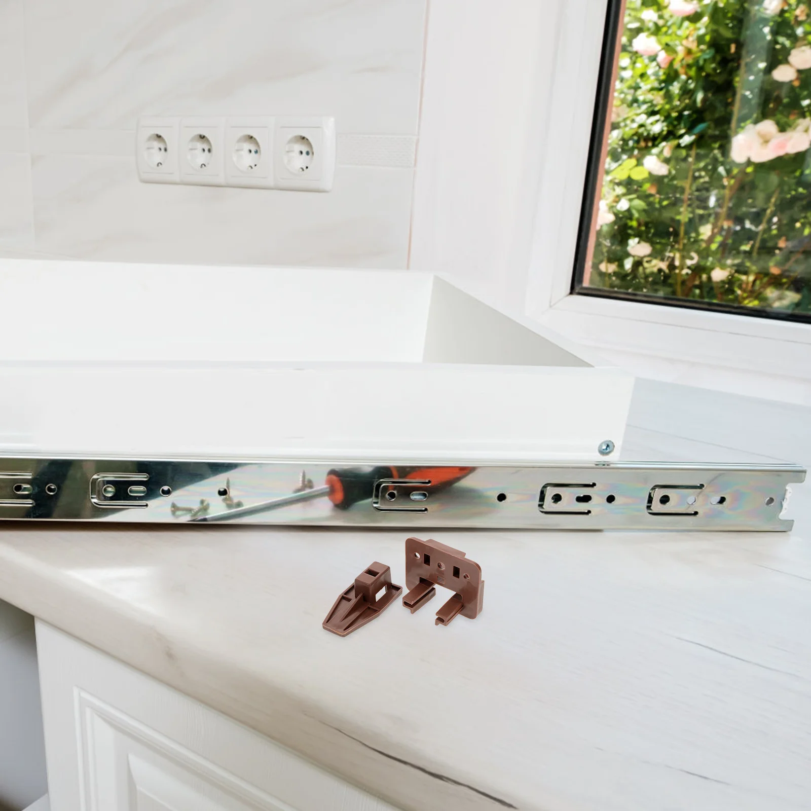 

5Sets Replacement Drawer Slide Mount Track Guide Brown Plastic Glide Parts for Dressers Nightstands Furniture Drawer