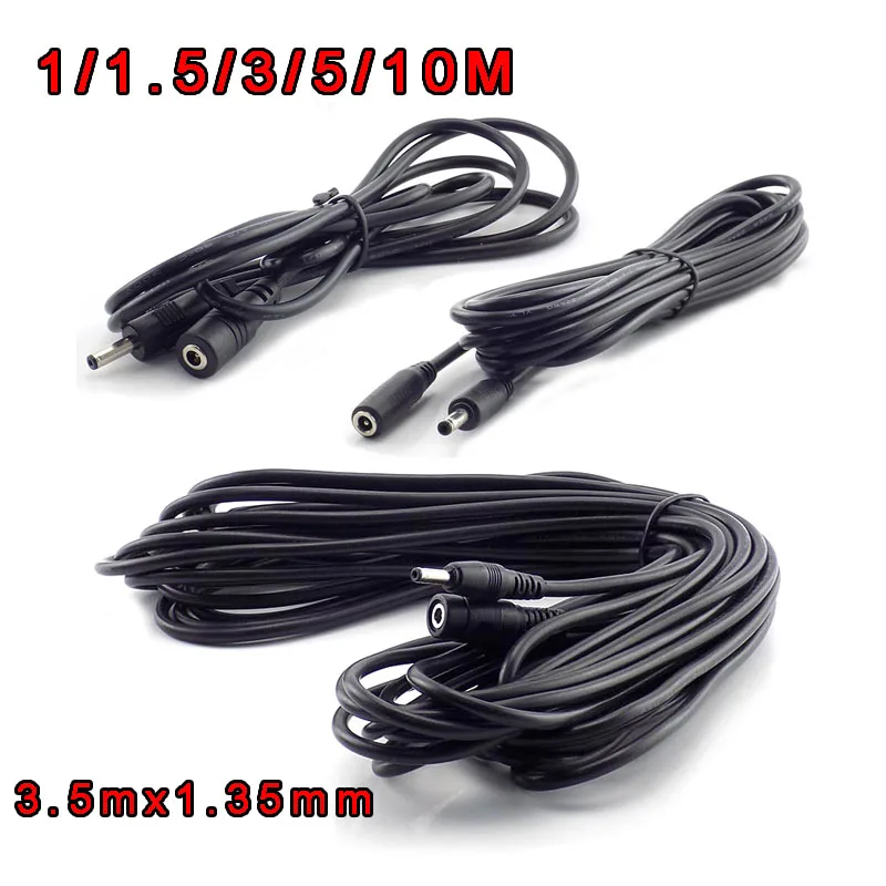 Kabel Daya 3.5mm x 1.35mm pria ke Wanita 5V 2A DC kabel daya ekstensi konektor adaptor untuk Kamera CCTV Strip lampu Led 1/1.5/3/5/10M