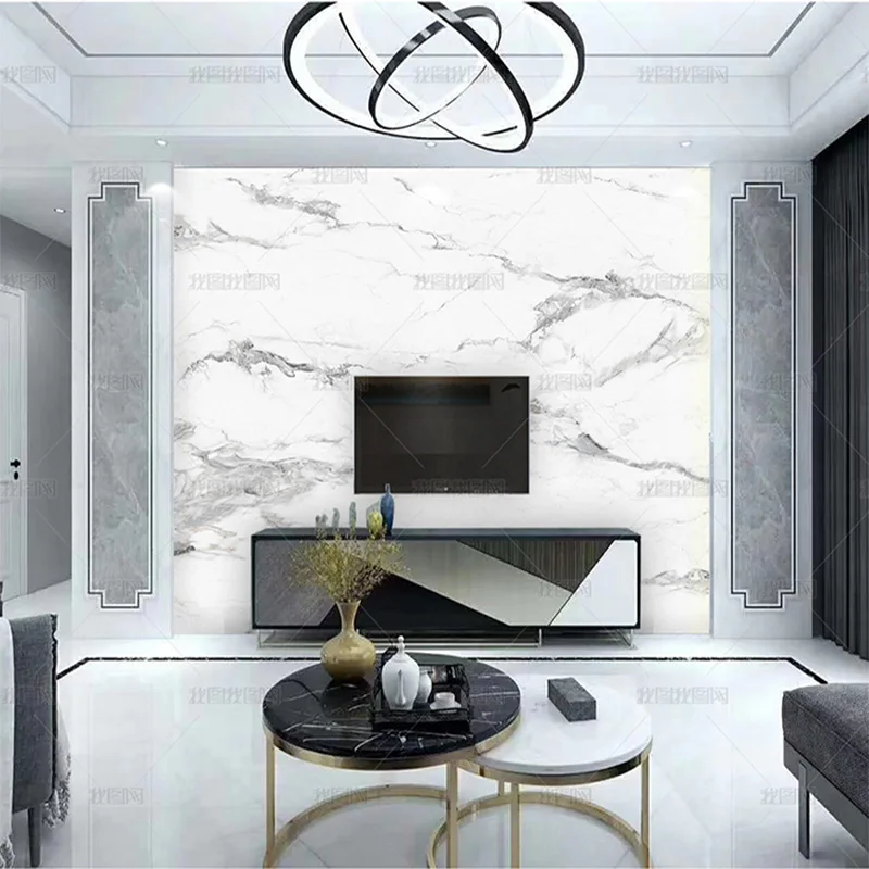 Customized product 3D modern fashion simple Jazz white marble wallpaper living room TV background wall dining room bedroom mural