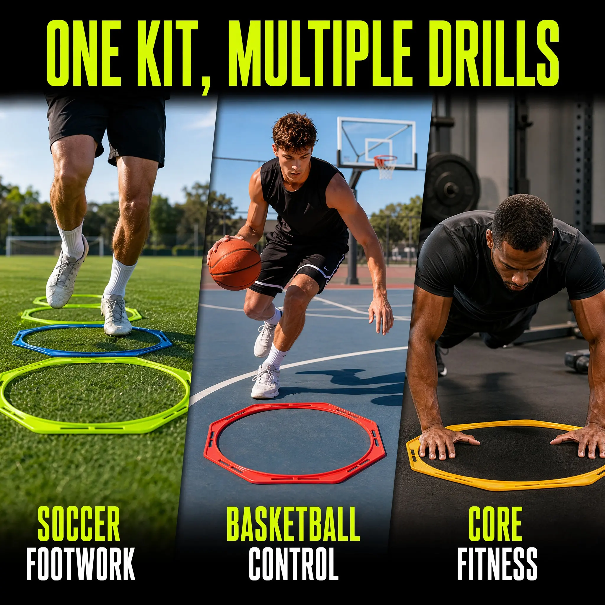 4Pcs Training Agility Rings Soccer Exercising Circles Multi-Function Football Training Supply Portable Reusable Sports Equipment