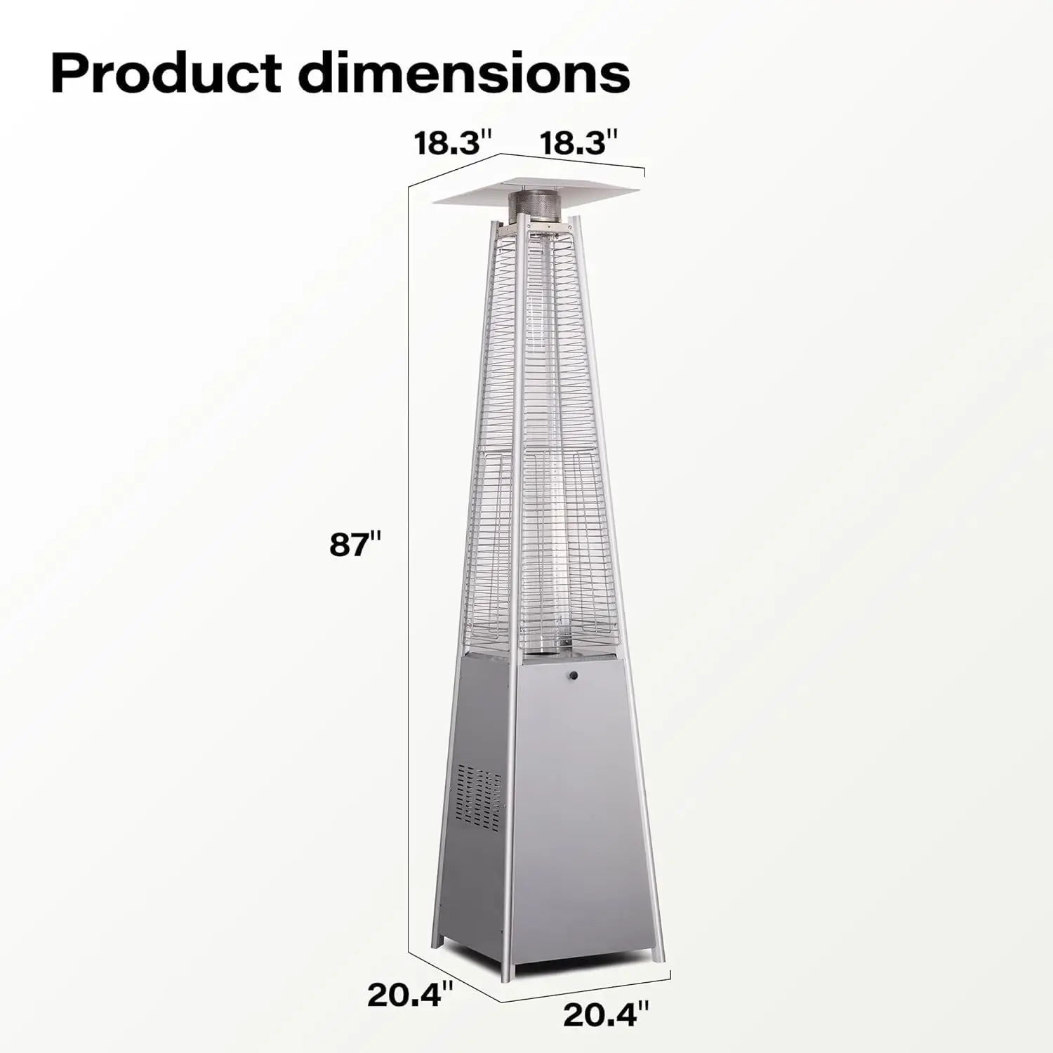 Patio Propane Heater for Outdoor Use, Pyramid Deck Heater with Cover & Wheels & Quartz Glass Tube for Outdoor Use, 45000 BTU, St