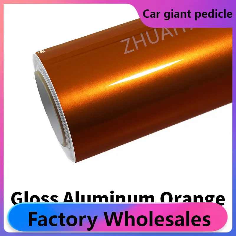 ZHUAIYA Gloss Aluminum Orange Vinyl Wrap film wrapping film bright 152*18m quality Warranty covering film voiture