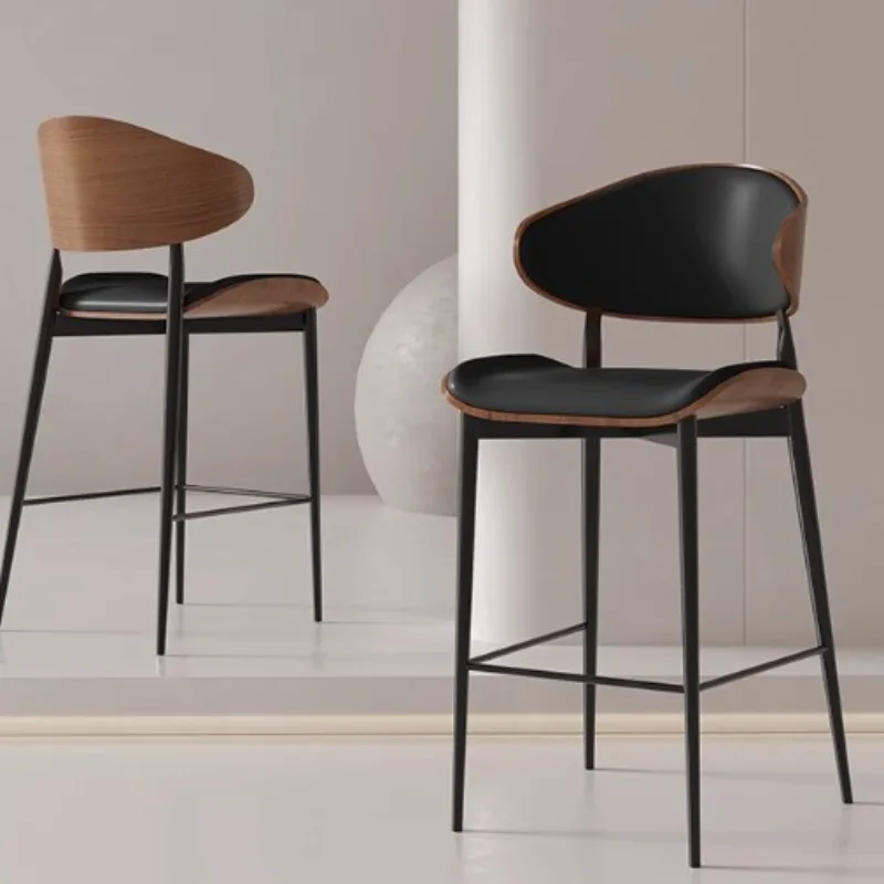 Light luxury metal bar chair Home high-end high stool Single minimalist modern dining restaurant back