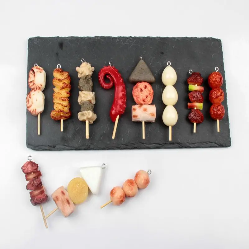 Tintenfisch-Spieß PVC-Tür-Autoschlüsselanhänger, gefälschter Lebensmittel-Schlüsselanhänger, Simulations-BBQ-Schlüsselanhänger, Damenmode-Schmuck, koreanischer Stil, Taschenanhänger – Detail 8