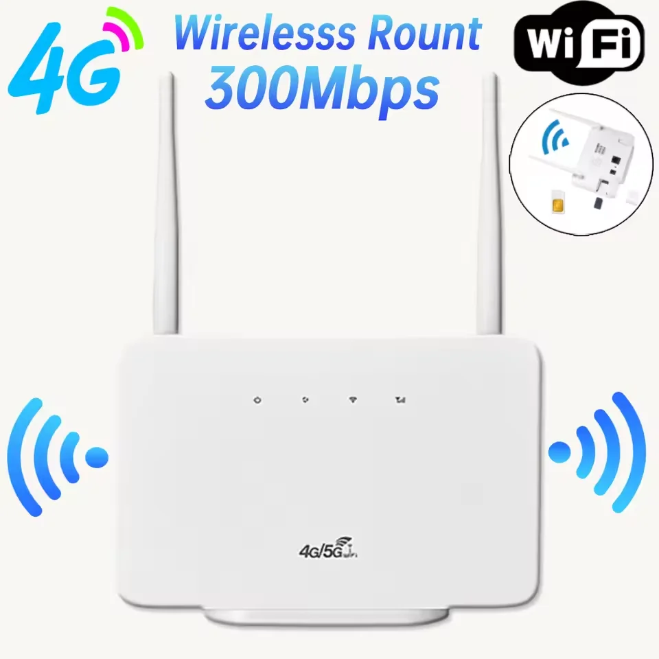 

4G Wireless Router 300Mbps 4G LTE CPE Router Wireless Modem 2 External Antenna Outdoor Travel Mobile Hotspot with Sim Card Slot