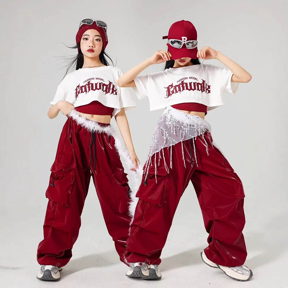 حروف وضع المحكمة K-pop Haut حروف رياضية للركض بنطلونات fille group vêtements مجموعات enfants الهيب هوب ملابس الشارع الشهير