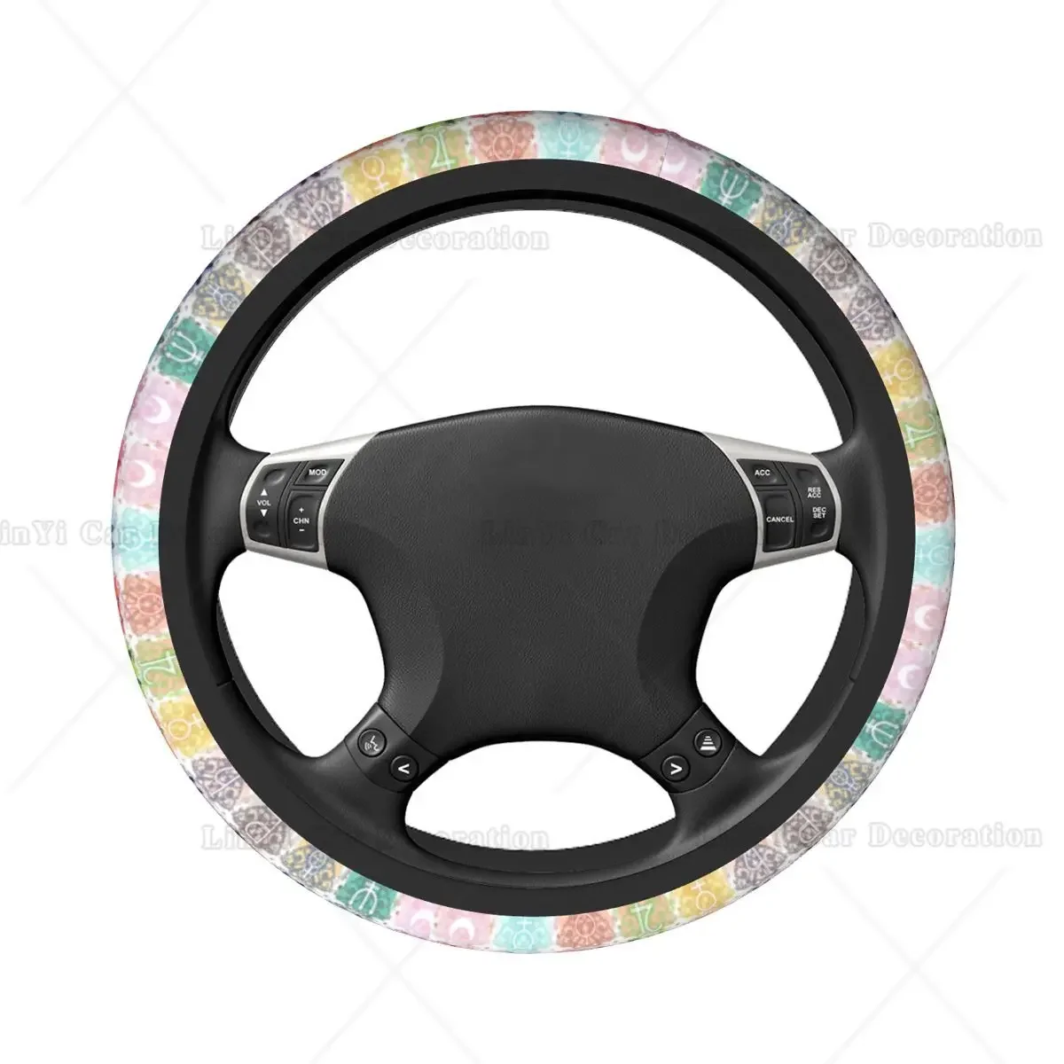 Moon Girl Anime Car Steering Wheel Cover Universal 15 In Elastic Cartoon Collage Suitable Car-styling Steering-Wheel Accessories