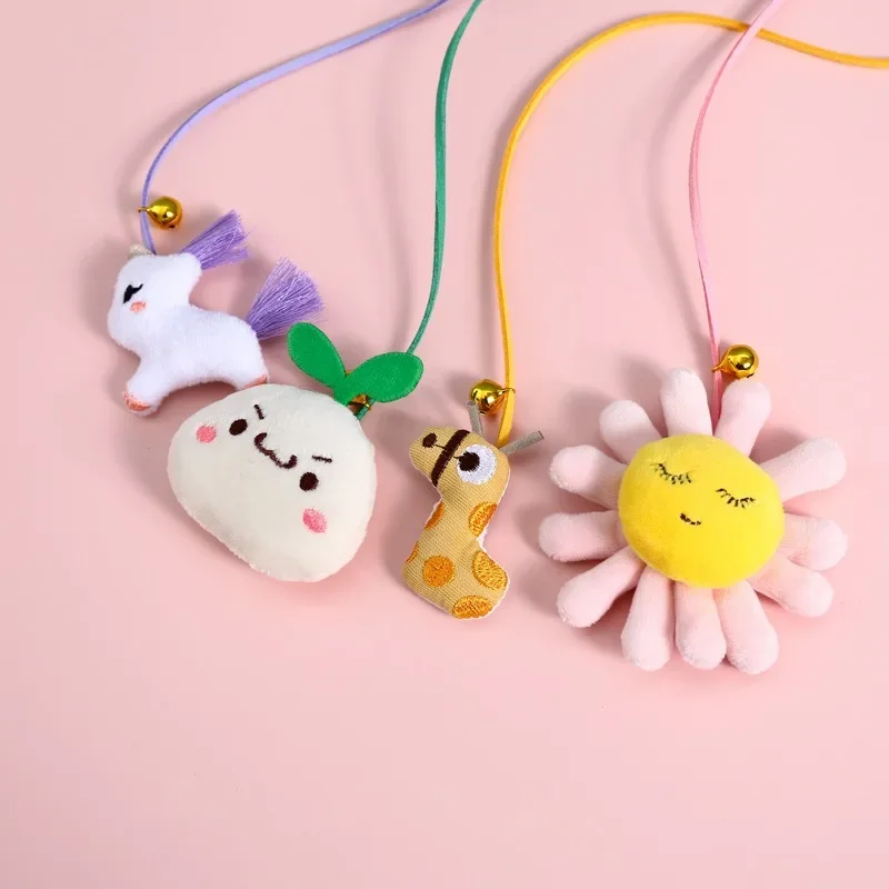 Cat Cartoon Plush Bell Funny Cat Stick Unicorn Sun Flower Bean Sprout Pet Interactive Vocal Toy Cat Accessories Pet