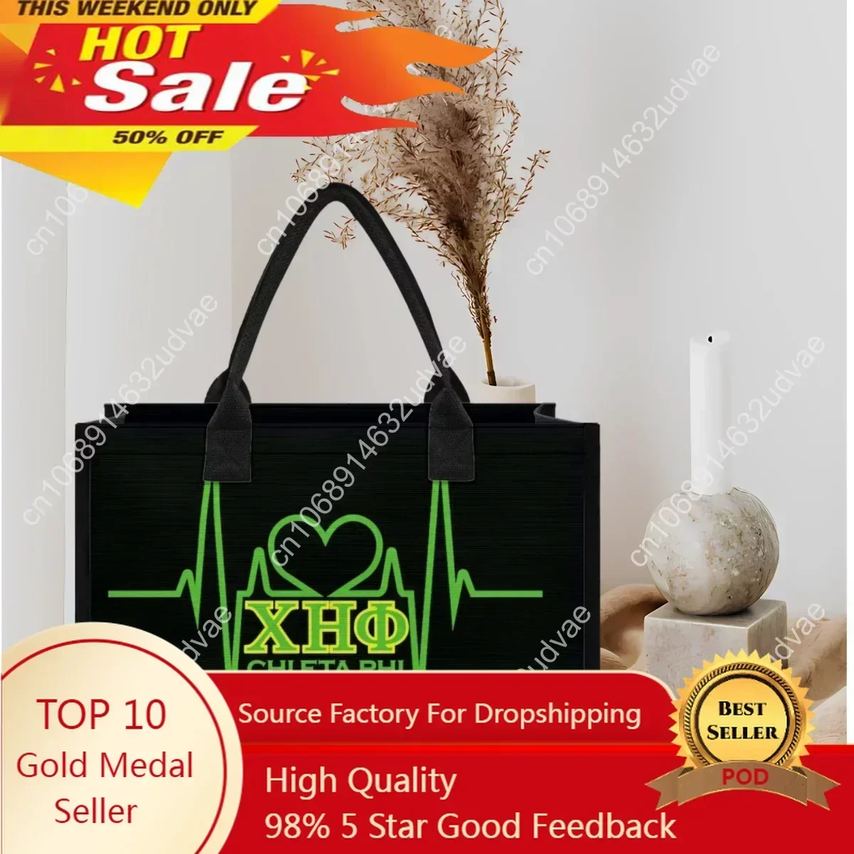 Chi Eta Phi 1932 Heart Beat Totes Large Capacity Women Portable Handle Shopping Bag New Fashion Commuter Shoulder Bag Purse 2023