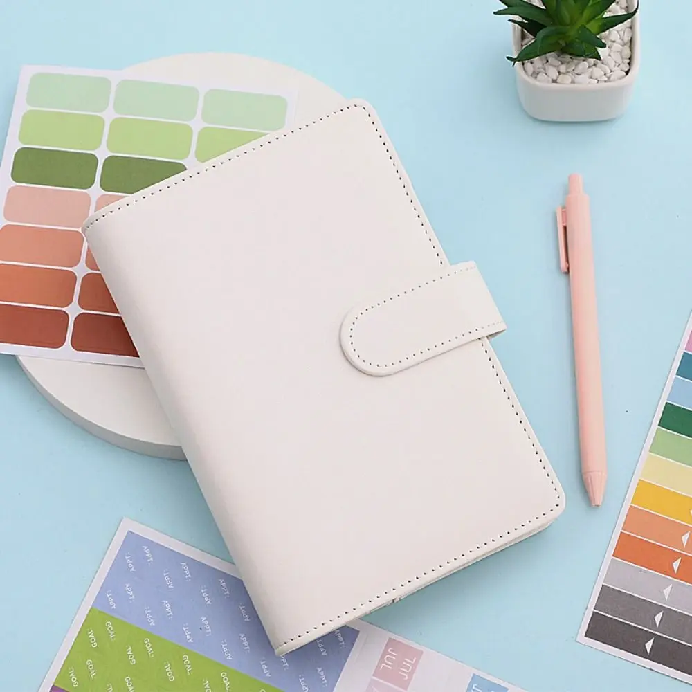A6 Binder Ledger PU Leather Macaron Colorful Budget Binder Notebook with Zipper Envelopes Cash Envelopes Money Binder Organizer