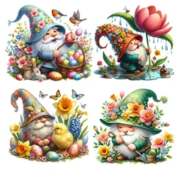 Spring Dwarf Watercolor Elf Pattern iron on transfer for Children's clothing dtf transfers ready to press Heat Transfer Printin