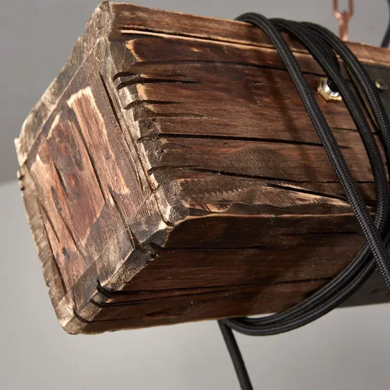 インダストリアル風ヴィンテージスタイル木製シャンデリアランプ照明ロフト照明器具天井ペンダントライトバーレストラン装飾