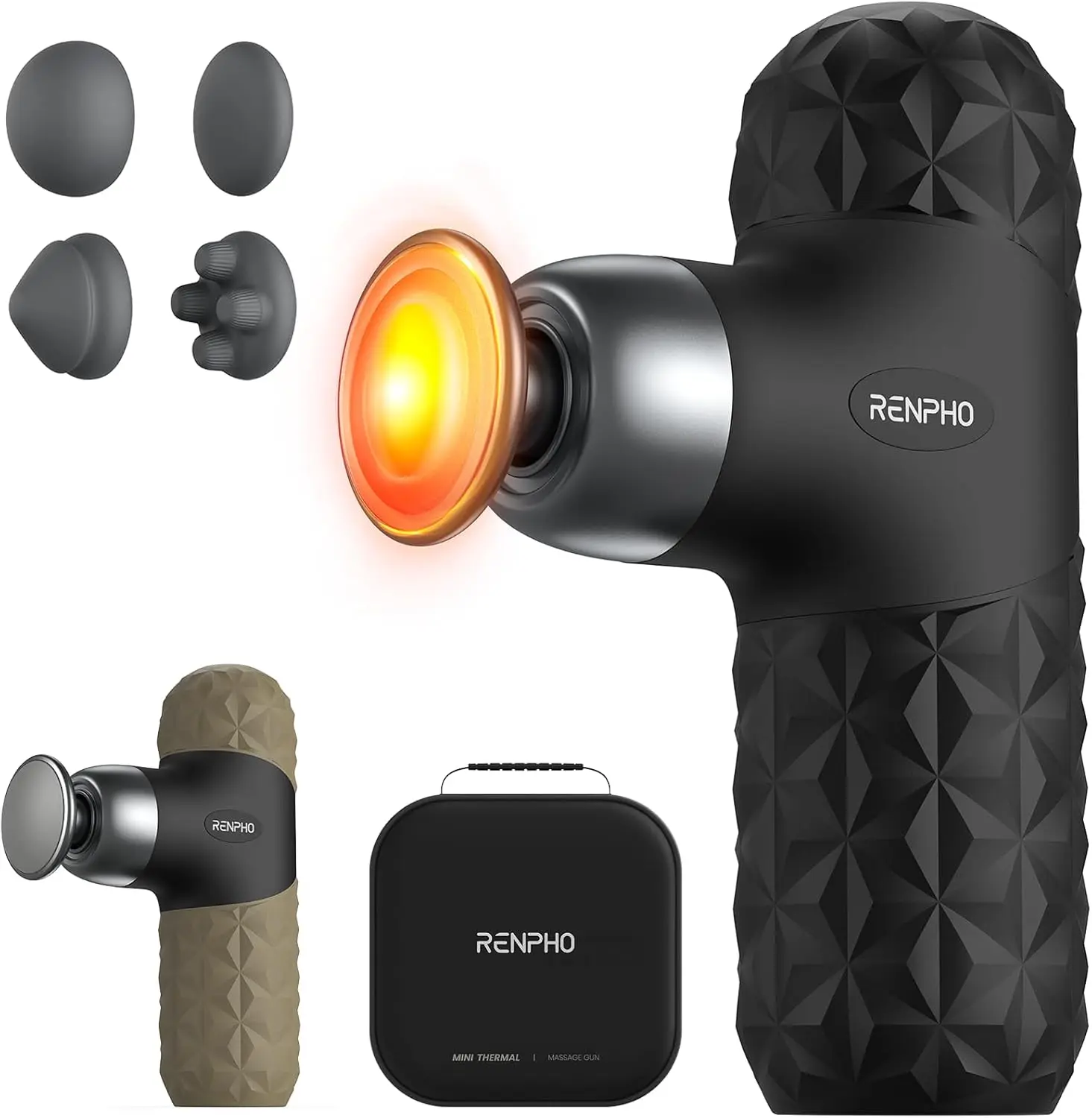 

Mini Thermal Massage Gun with Heat, Portable Deep Tissue Percussion Massager for Muscle Relief, Travel Size with Case