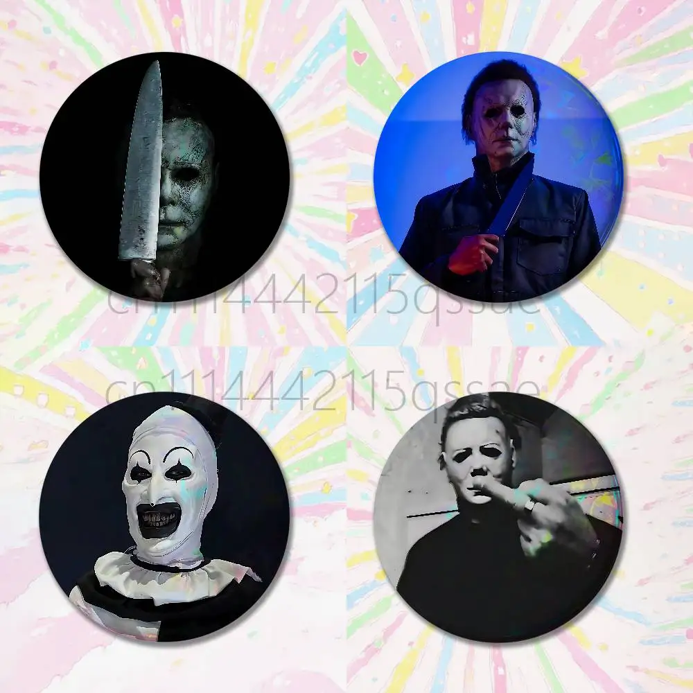 Michael Myers Horror Halloween Badges Tinplate Soft Button Pin Brooch Metal Badge Custom Jewelry Accessories Hat Bag Lapel