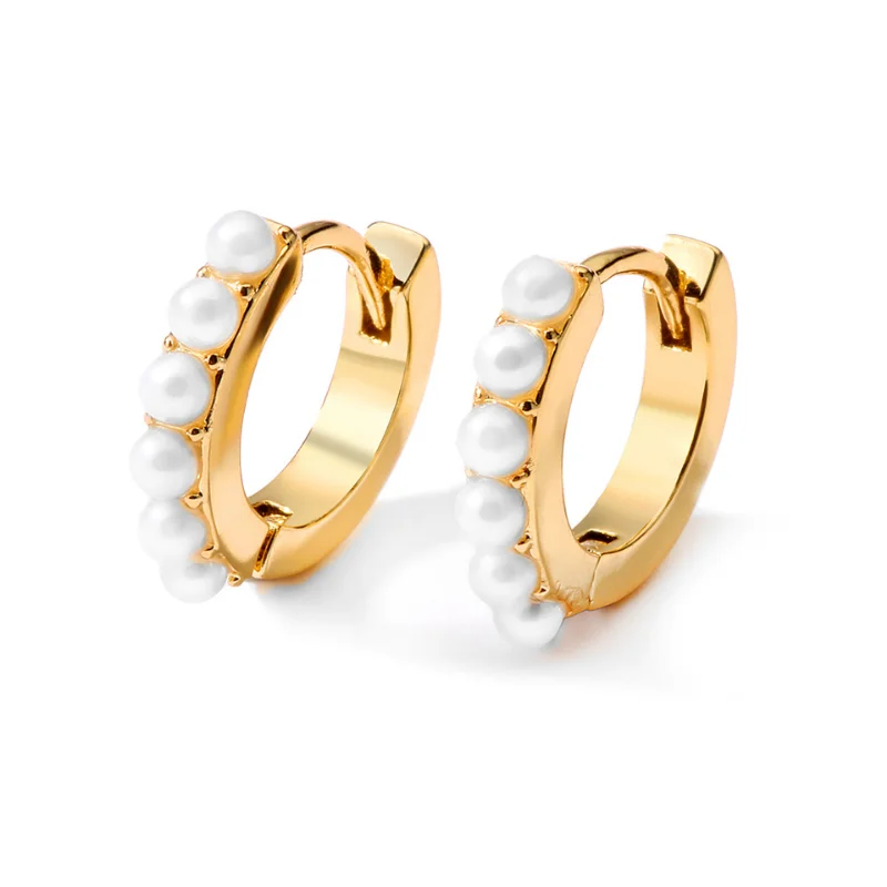 RAKOL Simple White Imitation Pearls Hoop Earrings for Women Fashion Personalized INS Metal Earring Trendy Party Jewelry