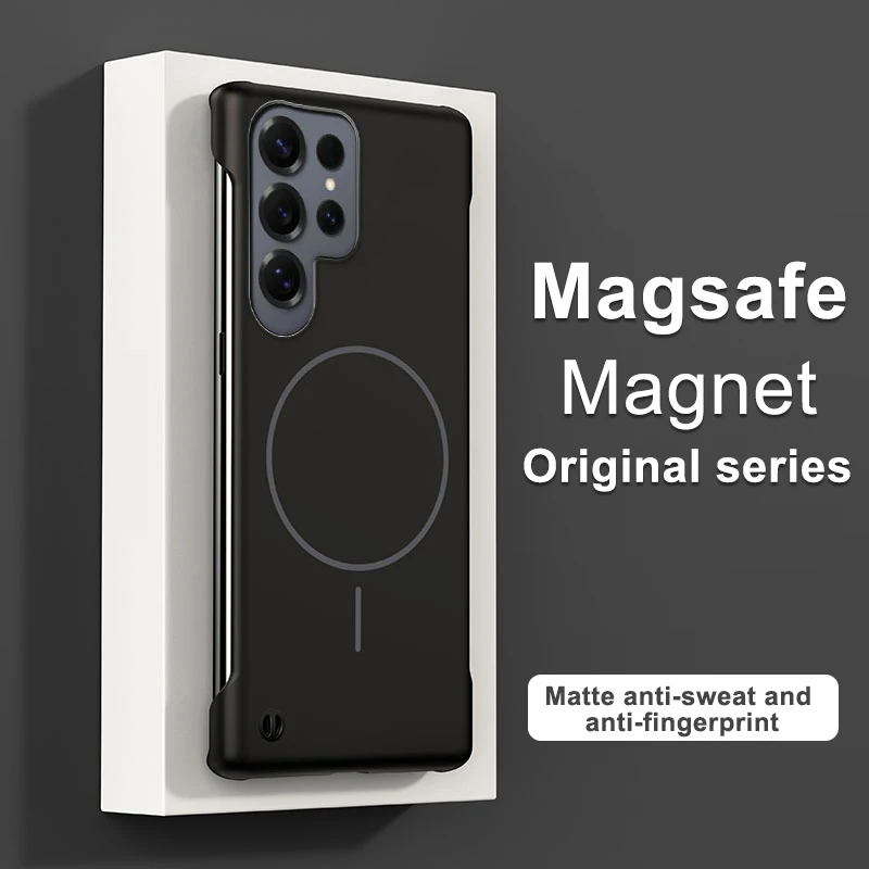 Frameless Magnetic Case For Samsung Galaxy S26 S25 Edge S24 S23 S22 S10 Plus Note 20 Ultra S21 FE For Magsafe Hard PC Back Cover