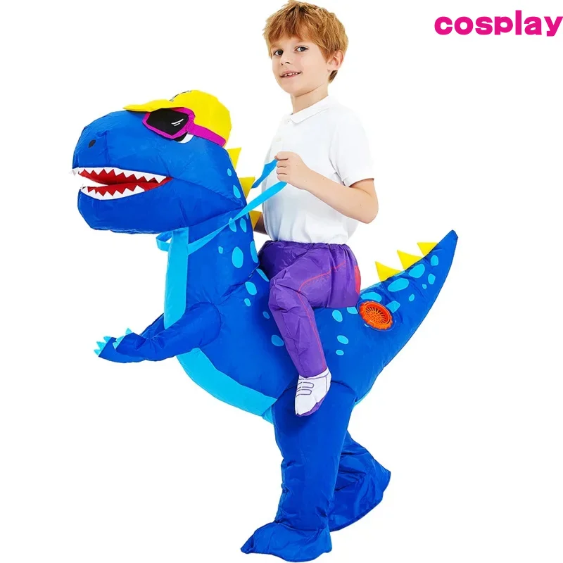 Kids Children Inflatable Minosaur Suit Cartoon Animal Dress Suit Surim Halloween Christmas Party Cosplay Suits For Boys Girls D