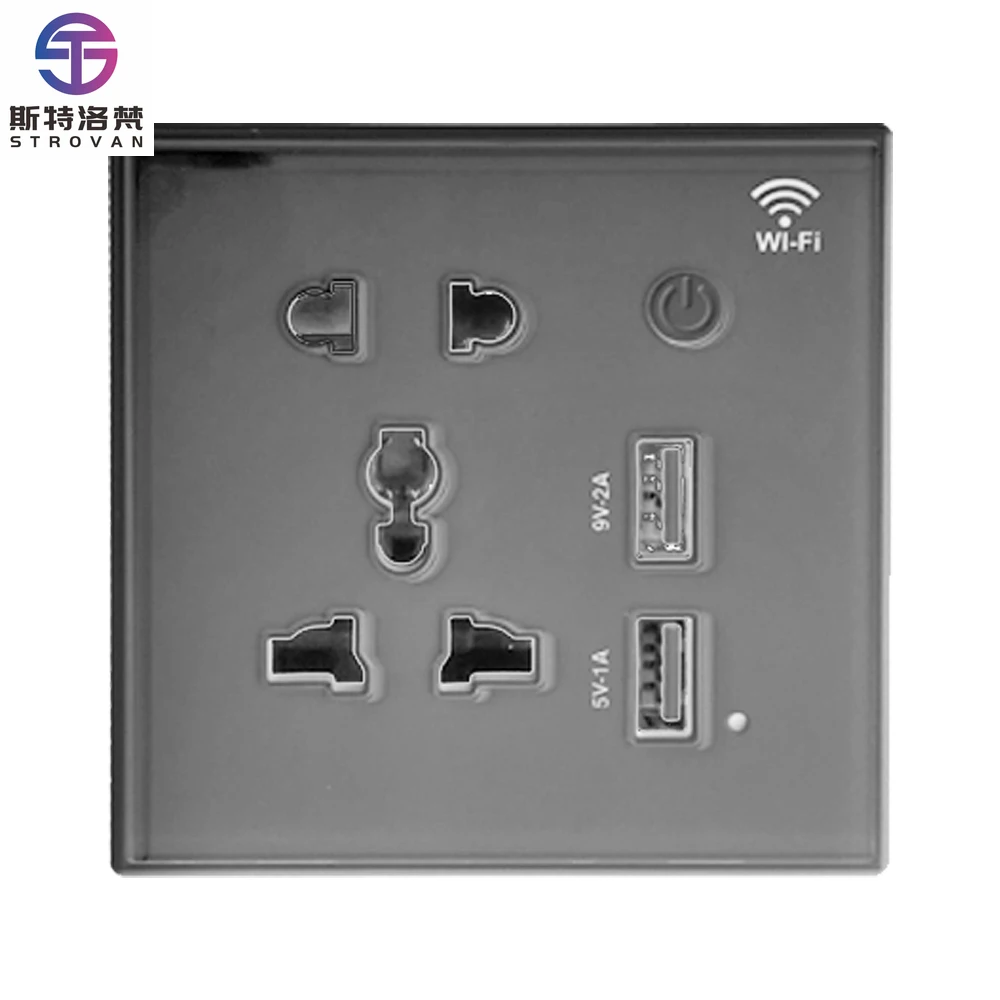 

STLF Tuya Smart Life App 86mm 5 Hole 10a Uk Eu Au Us Wireless Wifi Smart Universal Wall Plug Socket With 2 Usb Smart Socket