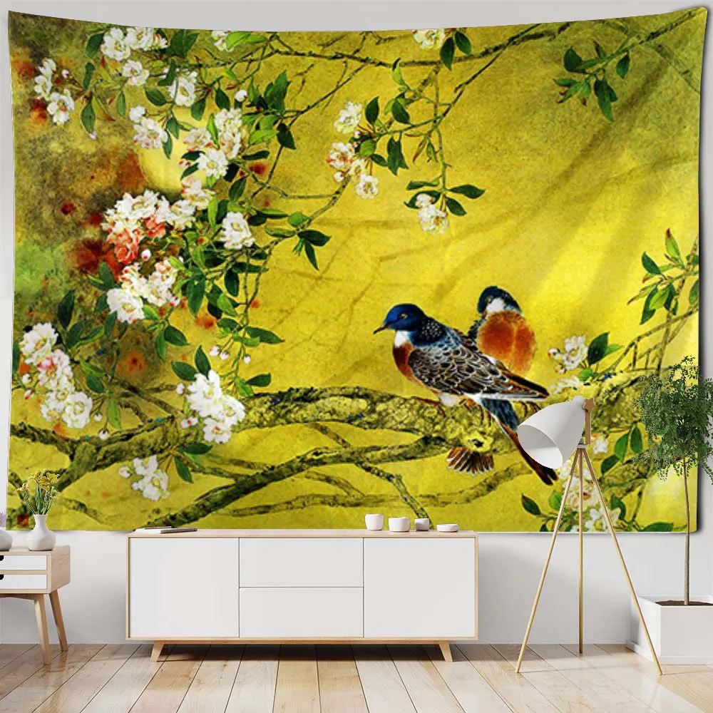 Animal Peacock Flower Bird Landscape Wall Hanging Tapestry Art Deco Blanket Curtain Hanging Home Bedroom Living Room Decoration