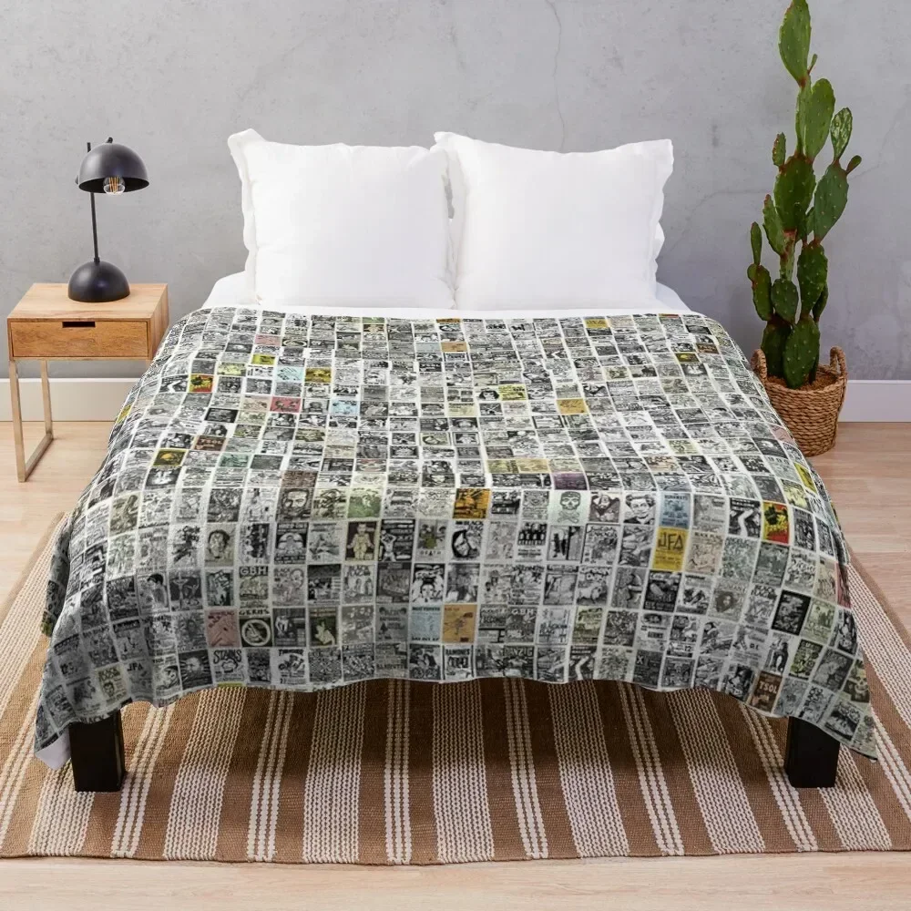 

1980's Vintage Punk Flyers Throw Blanket Shaggy Furry Soft Blanket for Bedroom Living Room