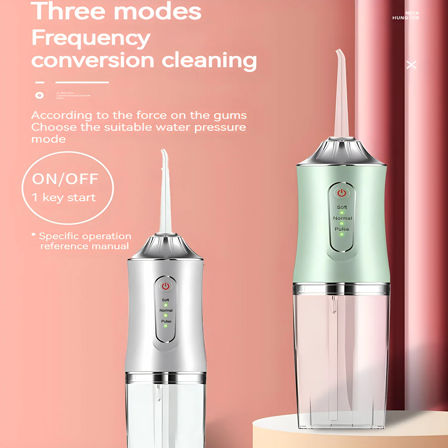 

Professional Portable Cordless Water Flosserfor Teeth, Rechargeable Oral Irrigator with 3 Modes & Water Drill, IPX7 Waterproof