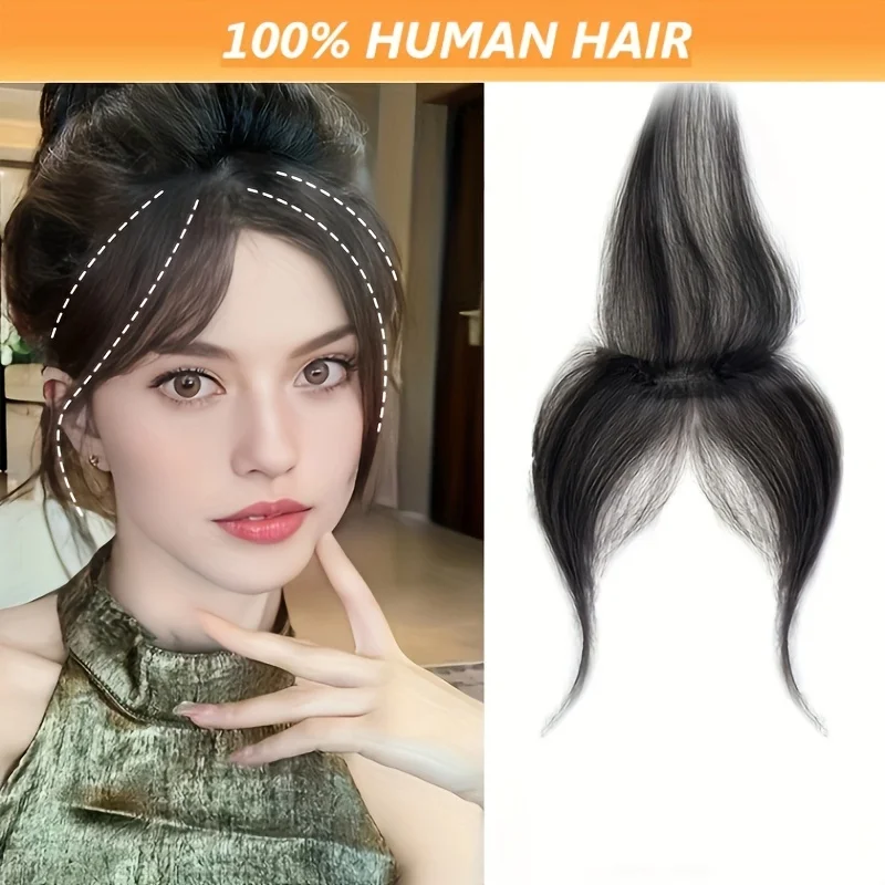 Hair Bangs With Sideburns Human Hair Clip In Hair Extensions Elegant Natural Looking For Daily Use Hair Accessories