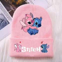 Stitch Disney Cap Wool Acrylic Knitted Caps Cartoon Anime Kids Skullcap Autumn Winter Elastic Skullies Beanies Hat Birthday Gift