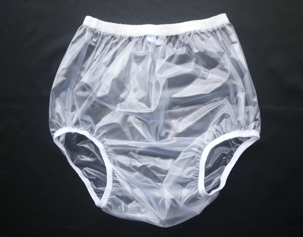 Adult Incontinence Pull-on Plastic Pants Diaper Cover PVC Lace Transparent Reusable Pants Cloth Diapers