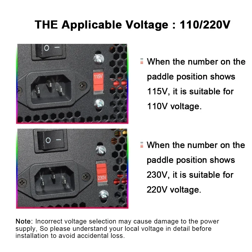 Julongfengbao-デスクトップビデオゲーム電源ソース,rgbカラフルpsu,400w,600w,12v,24ピン,110 v,230v