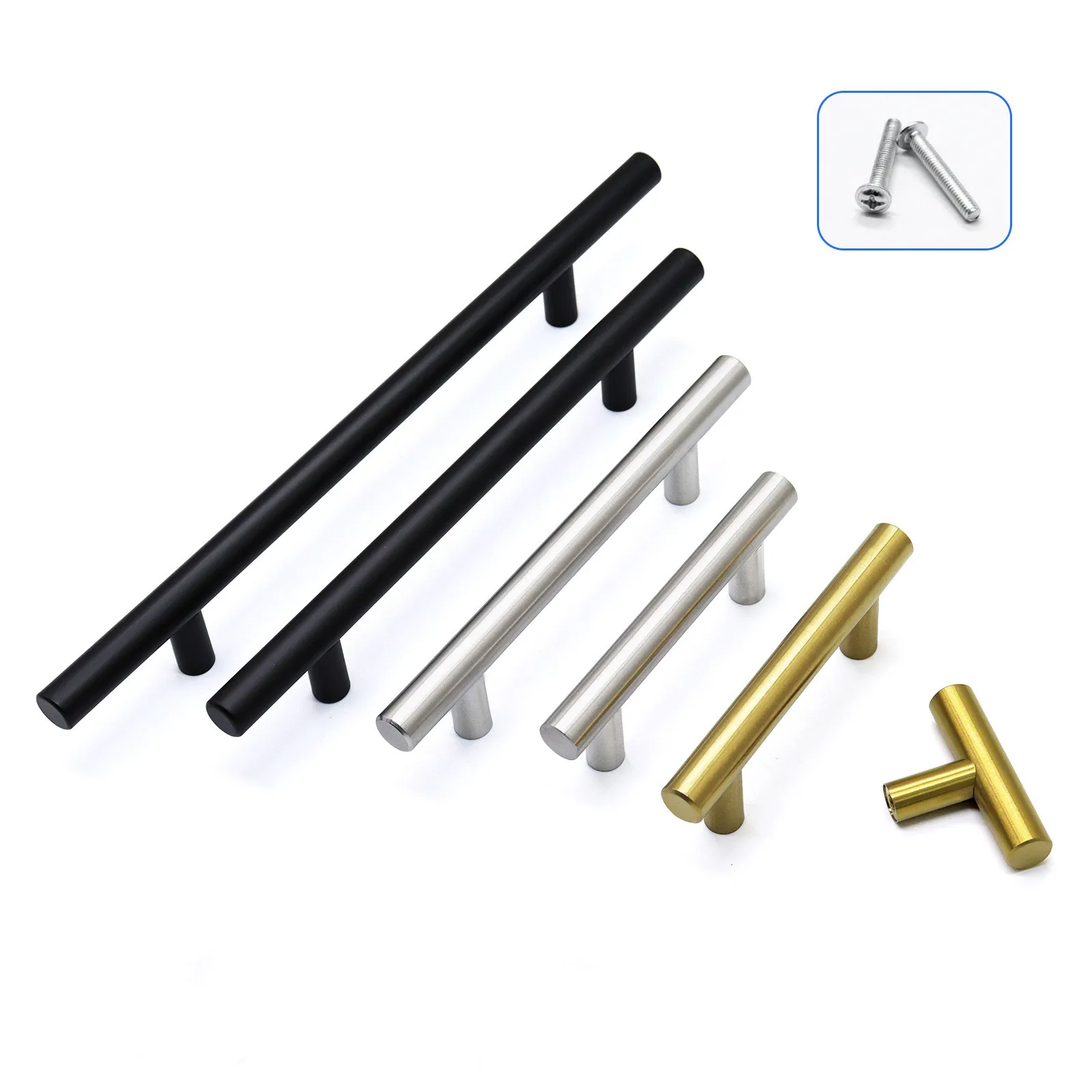 

Black Gold Cupboard Handle Brushed Stainless Steel Kitchen Cabinet Door Knob Furniture Drawer Pull Hardware Pulls Bar Handle