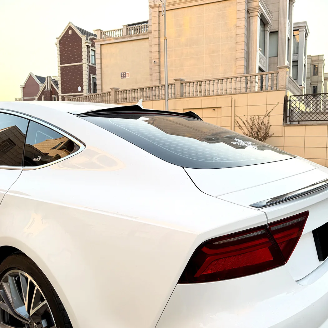 2011-2017 For Audi A7 C7 S7 RS7  ABS Plastic Black Carbon Look Rear Roof Trunk Spoiler Wings Tuning Body Kit Accessories