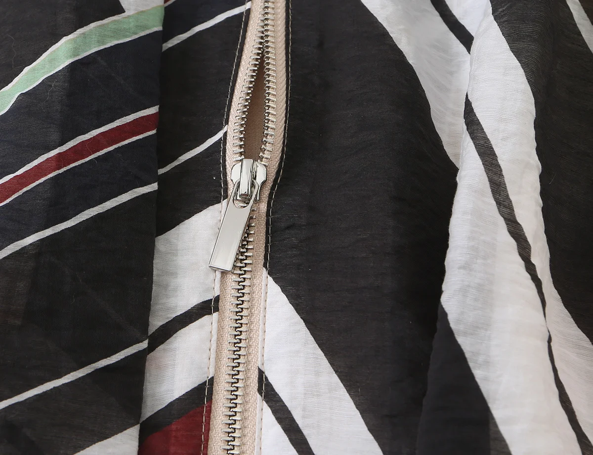 KONDALA Chic 2026 Herbst Damen Vintage-Print Anzüge Reißverschluss-Pilotenjacke + Asymmetrischer Langer Midi-Rock Modische Damen-Freizeitsets – Detail 8