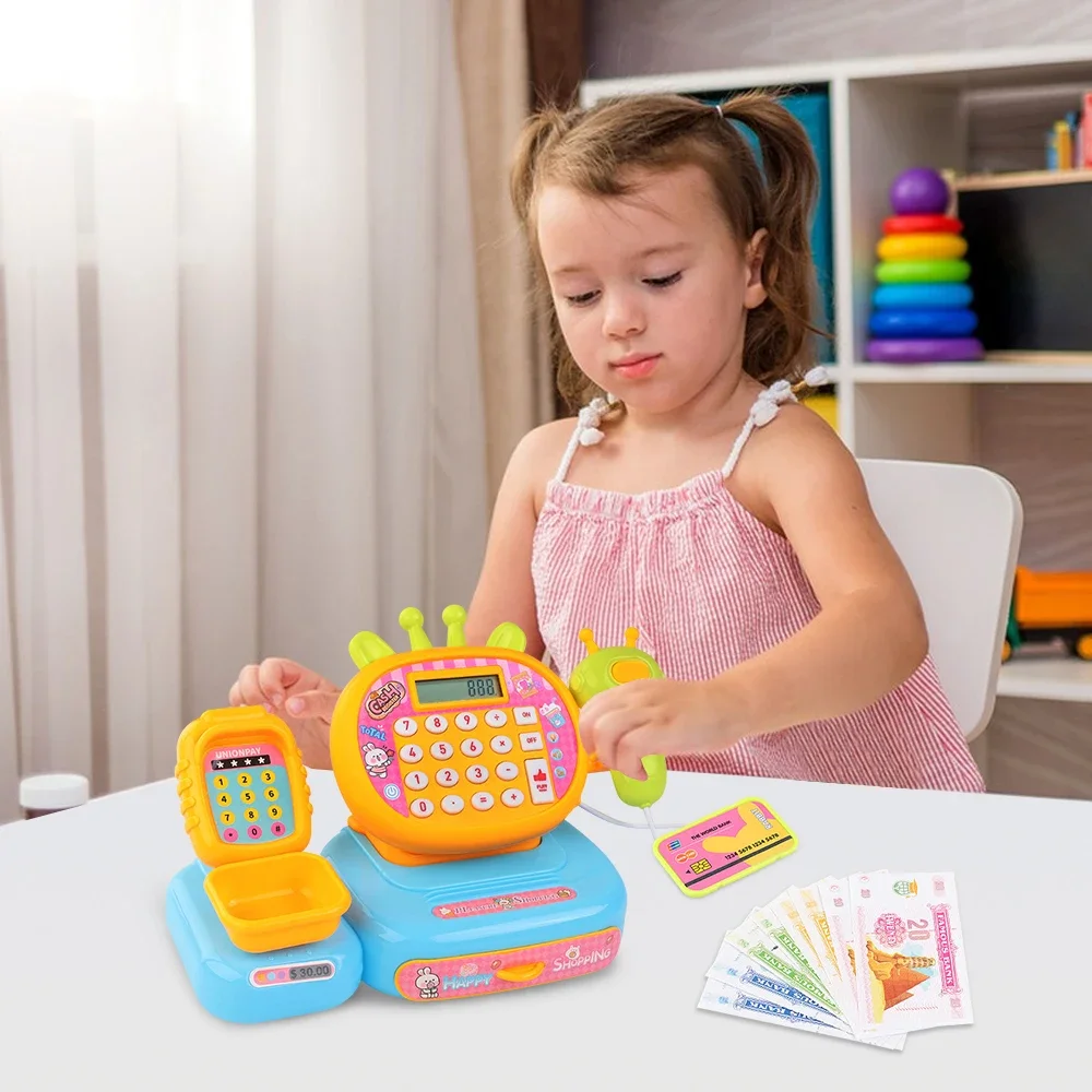 

Kitchen Set for Kids Simulated Cash Register Toys,Pretend Play House Toys ith Scanner,Supermarket Pretend Play Checkout Counter