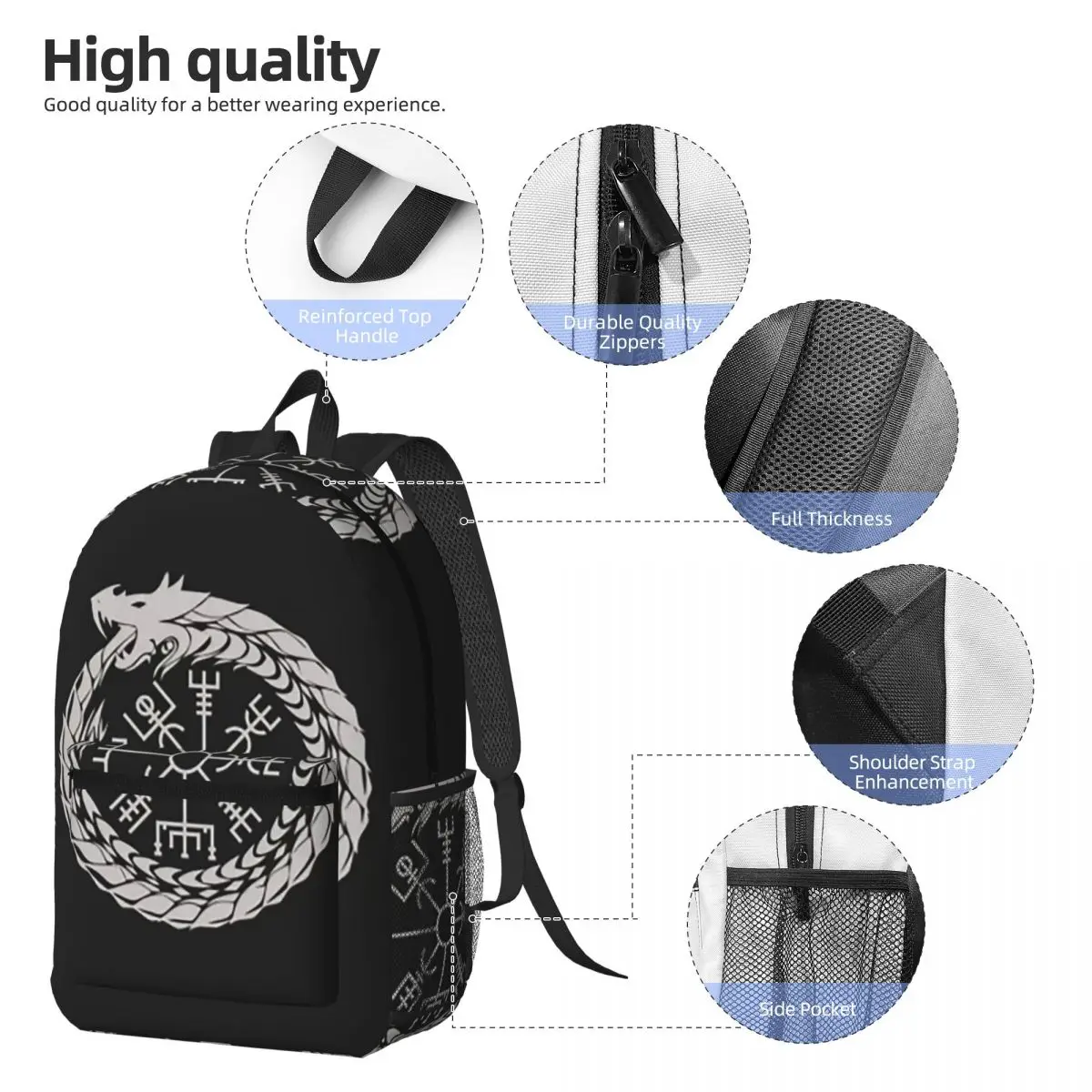 Viking Odin Valknut Runes Backpack Boys Girls BookBag Children School Bag Laptop Shoulder Bags for Men Women