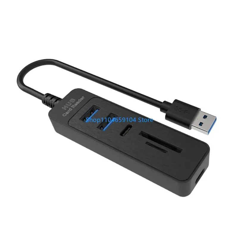 Compactly 5 In 1 USB Splitter For Simultaneous Data Transfer Through 3 Port And Double Storage Card Slots