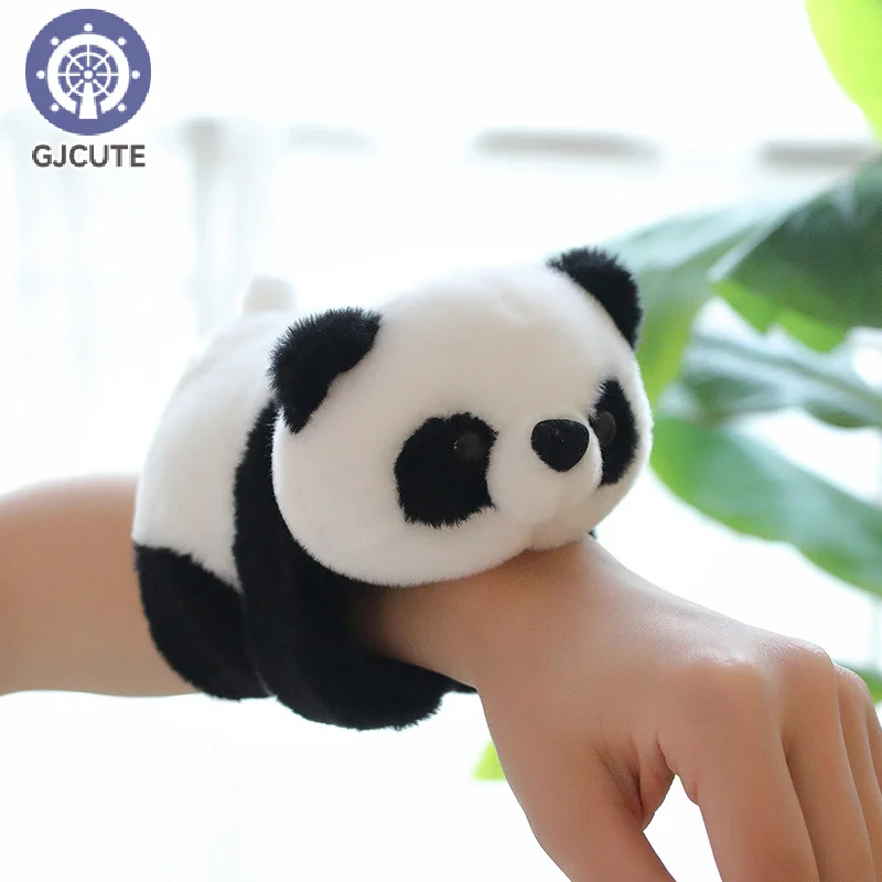 Lovely Plush Panda Animal Slap Snap Wrap Wristband Bracelet Stuffed Animal Kawaii Panda Hand Ring Wristband Kid Funny Toys