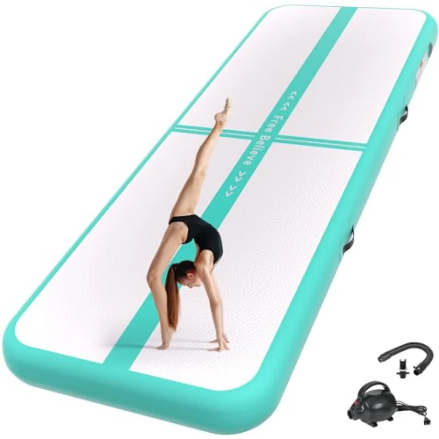 

Pink inflatable gymnastics mat for home training 4/6 thick 10/13/16/20ft tumble track ideal for cheerleading yoga exercise park