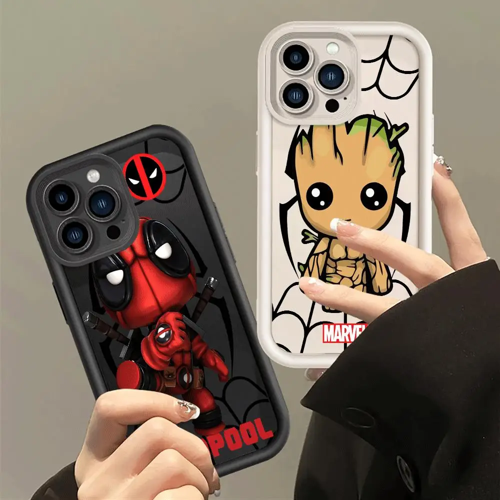 Marvel Deadpool Groot Phone Case for iPhone 15ProMax 13 Mini 12 Pro 11 Pro SE XS Max 8 7 XR 14 Plus Soft Cover Luxury