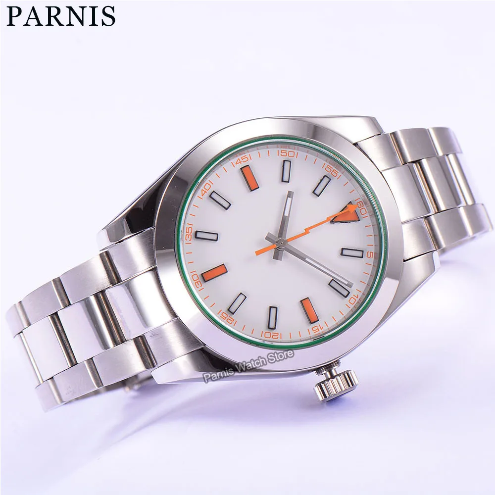 

Parnis 40mm Sapphire Crystal Automatic Movement Men's Luxury Watch White Dial