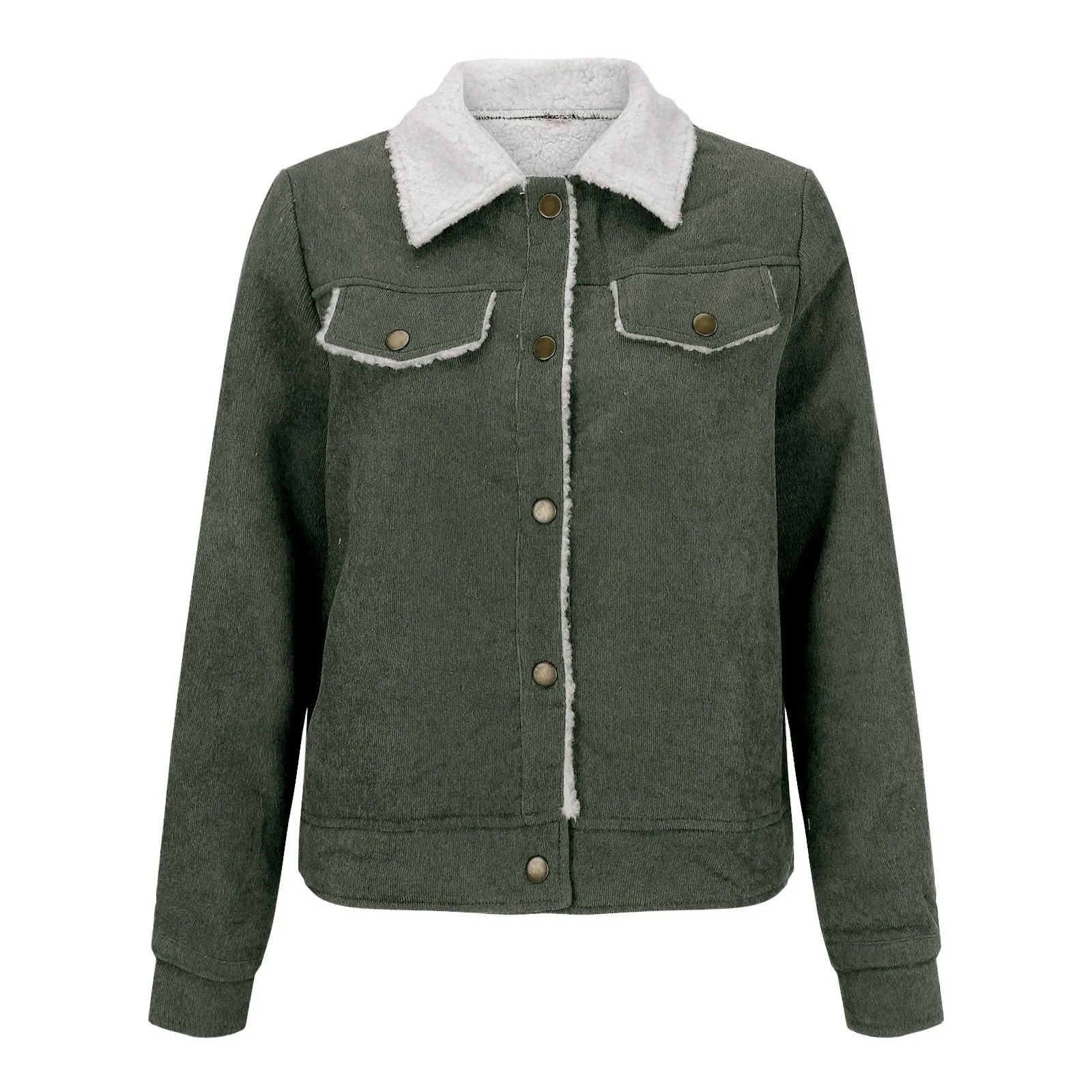 Herfst Winterjas Vrouwen Mode Solide Corduroy Jas Vrouwen Casual Lange Mouw Turn-Down Kraag Dames Tops Mujer Chaqueta