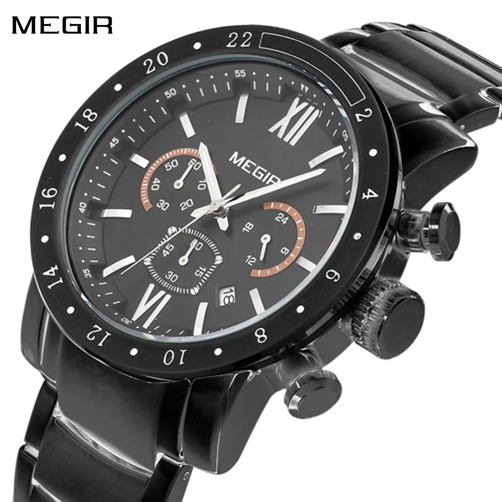 

MEGIR Quartz Sports Watches for Men Fashion Casual Business Wristwatches Waterproof Male Clock Date 24-hour Montre Homme 3008