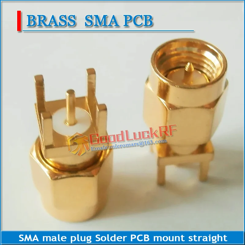 1X Stuks Rf Connector Socket Sma Stekker Soldeer Pcb Mount Straight 5.08Mm Vergulde Coaxiale Rf Adapters