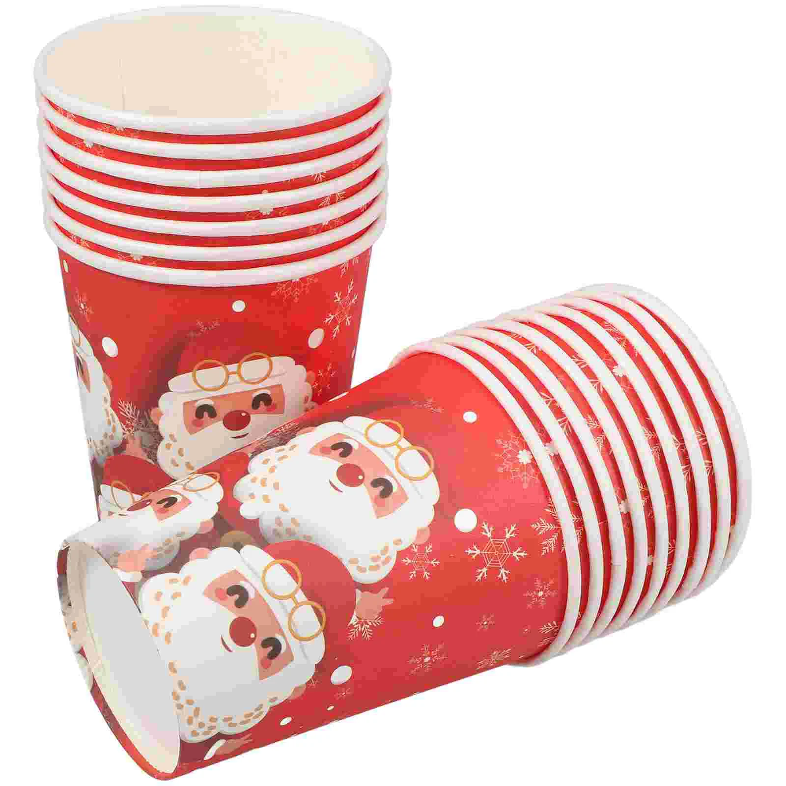 

16 Pcs Christmas Party Paper Cups Holiday Drinking Tea Winter Tableware Festive Supplies Thick