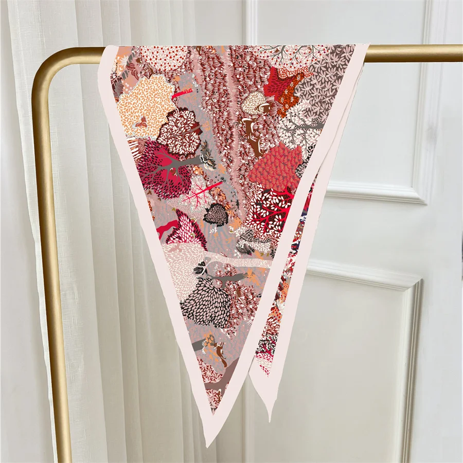 Diamant Schal Dschungel Print Marke Seide Schals Wraps Frauen Luxus Bandana Stirnband Dame Hijabs Foulards Halstuch Schals – Detail 12