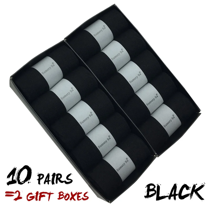 Calcetines de algodón transpirables para hombre, medias informales de Color sólido y negro, ideal para boda, regalo, gran oferta, lote de 5 pares, 2023