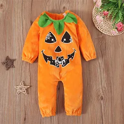 Newborn Infant Baby Boys Girls Halloween Long Sleeve Romper Cartoon Pumpkin Cosplay Costume Jumpsuit 0-6 Month Girls Outfits