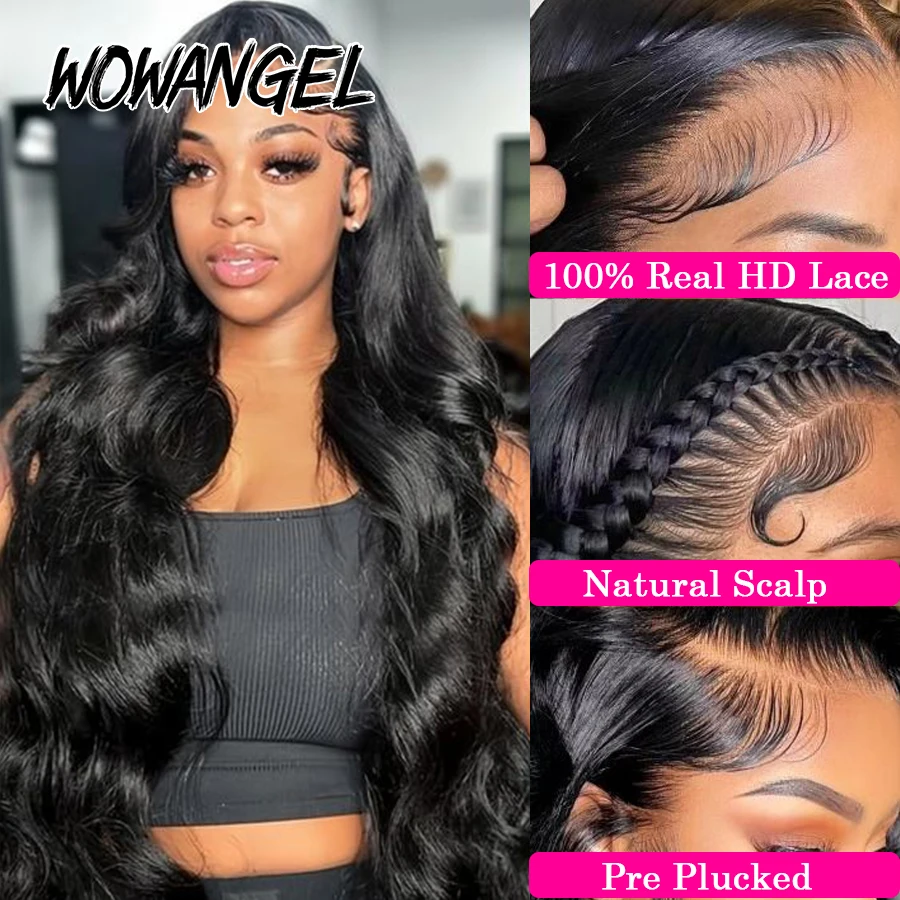 250% Human Hair Lace Frontal Wigs 13X6 HD Lace Wigs 34in Body Wave Remy Hair Deep Parting Skins Melted Brazilian Hair For Women