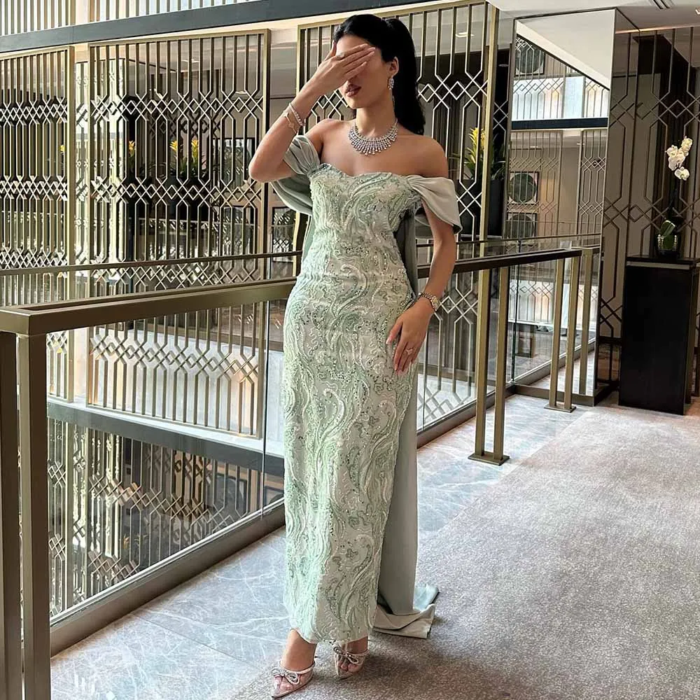 

Glitz and Glam Prom Dresses for Ladies Satin Sheath/Column Cocktail Party Turquoise Off-the-shoulder Embroidery Birthday Dress